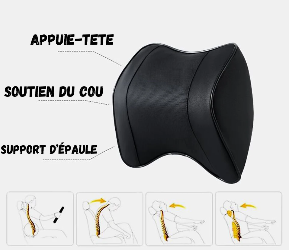 Coussin Lombaire pour Voiture avec Appuie-tête à mémoire de forme en Cuir