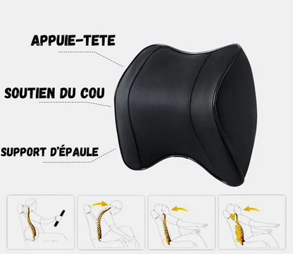 Coussin Lombaire pour Voiture avec Appuie-tête à mémoire de forme en Cuir