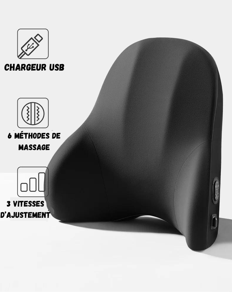 Coussin Lombaire et Appuie-tête avec Vibrations Électrique Massage pour Voiture
