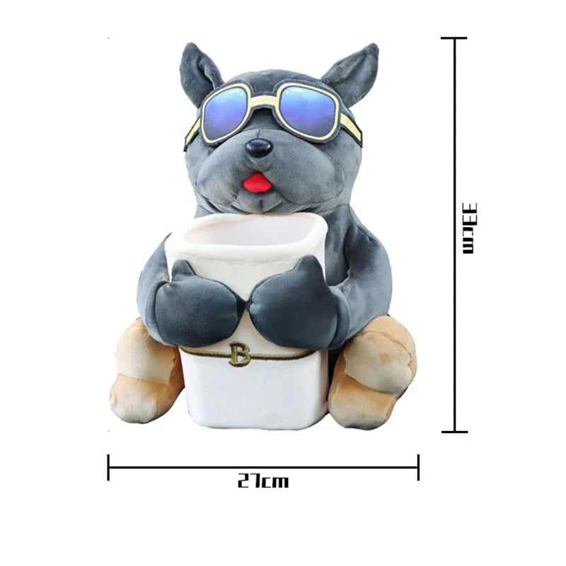 Peluche Chien 2 en 1 Boite à mouchoir et Poubelle pour Accoudoir de Voiture