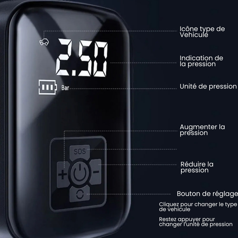 Mini Gonfleur de Pneus Portable - Compresseur d’Air Sans Fil