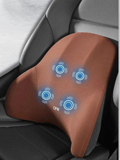 Coussin Lombaire et Appuie-tête avec Vibrations Électrique Massage pour Voiture