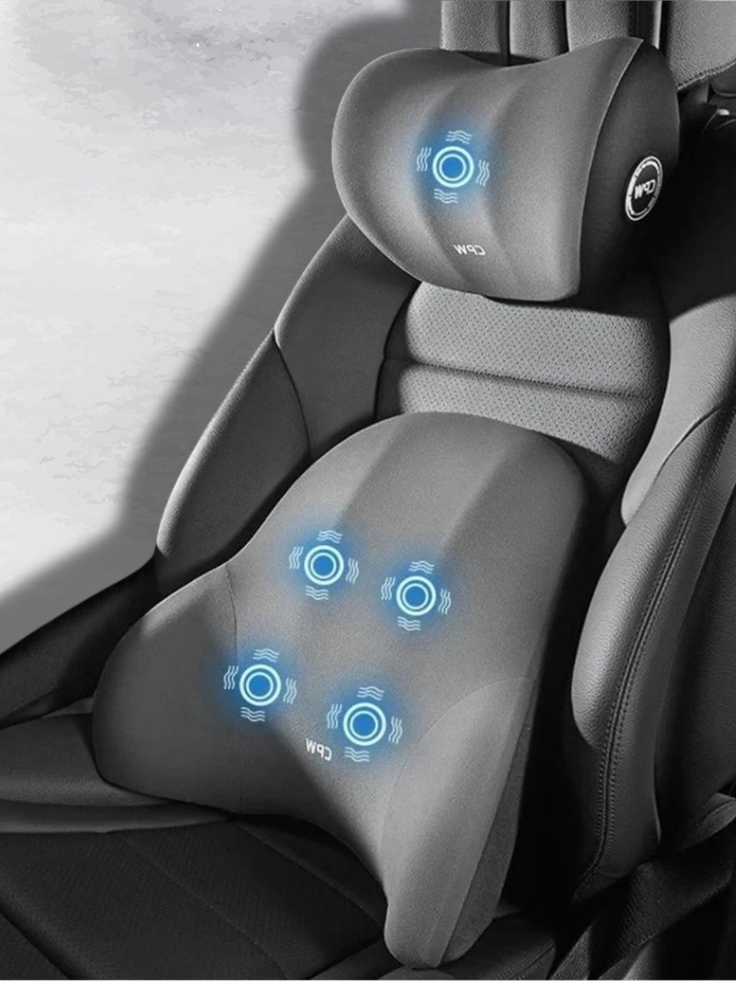 Coussin Lombaire et Appuie-tête avec Vibrations Électrique Massage pour Voiture