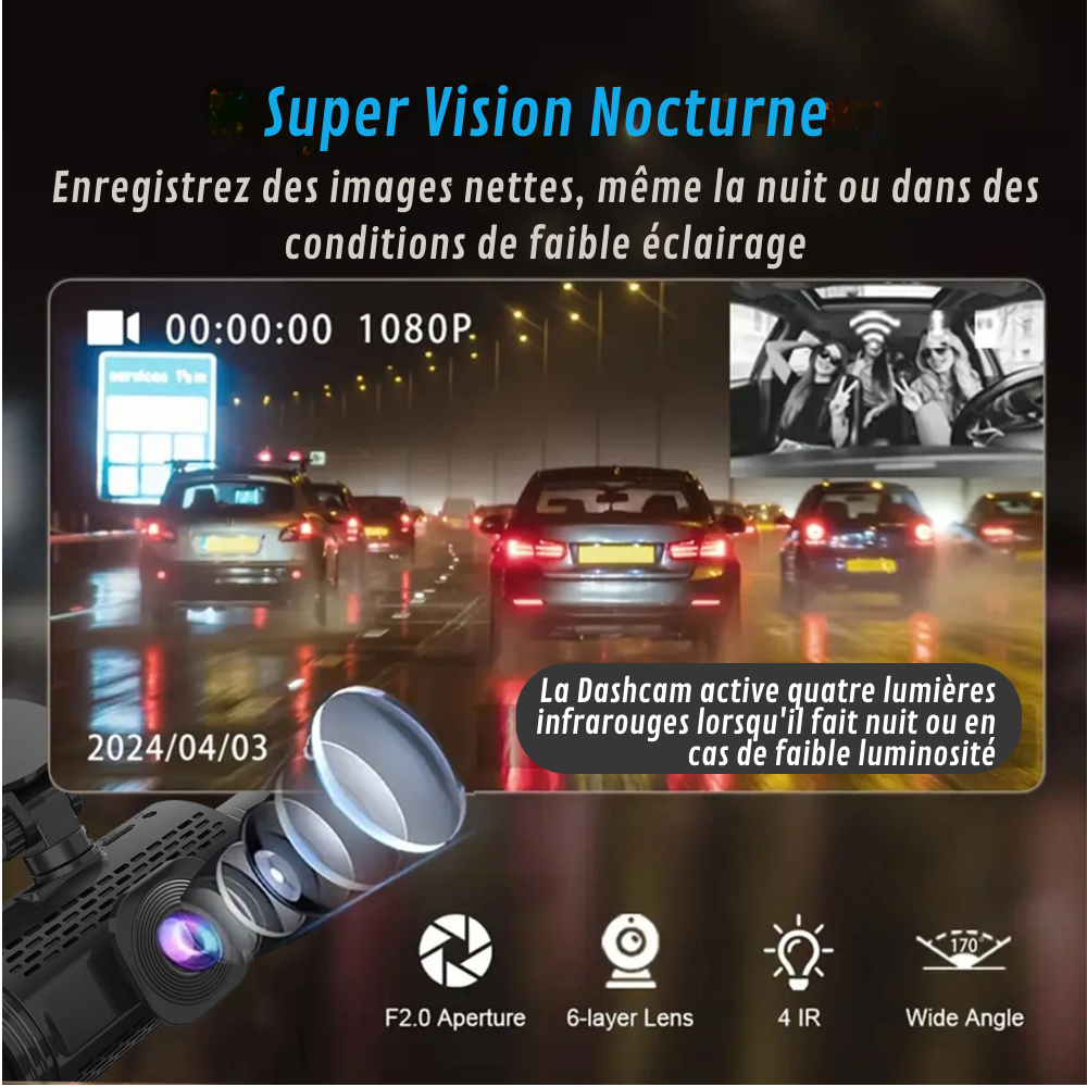 Dashcam Voiture 360°| DashGard Pro CX360 | Surveillance Totale®