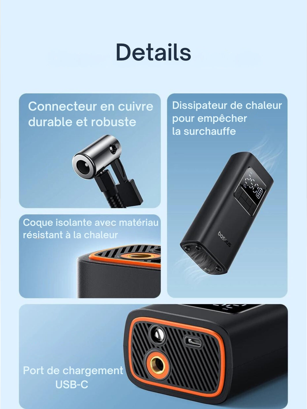 Gonfleur Pneu Voiture Sans Fil | Polyvalence Totale ®