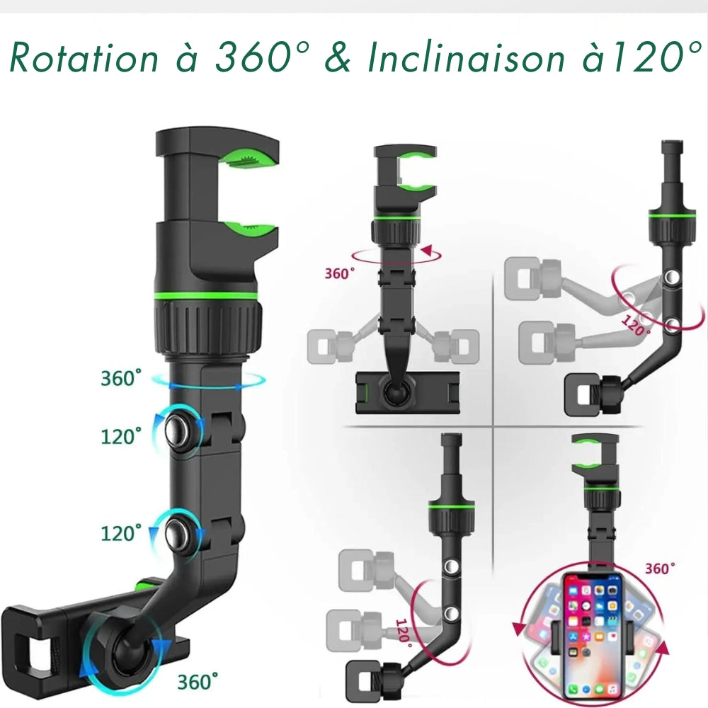 Support Téléphone Rétroviseur | Rotation Libre ®