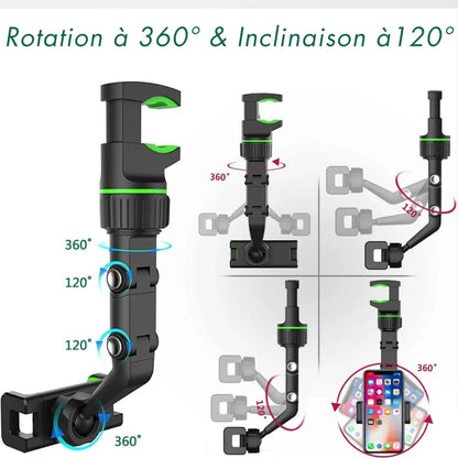 Support Téléphone Rétroviseur | Rotation Libre ®