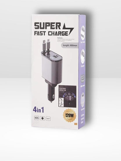 Chargeur Rapide 4-en-1 rétractable pour Voiture